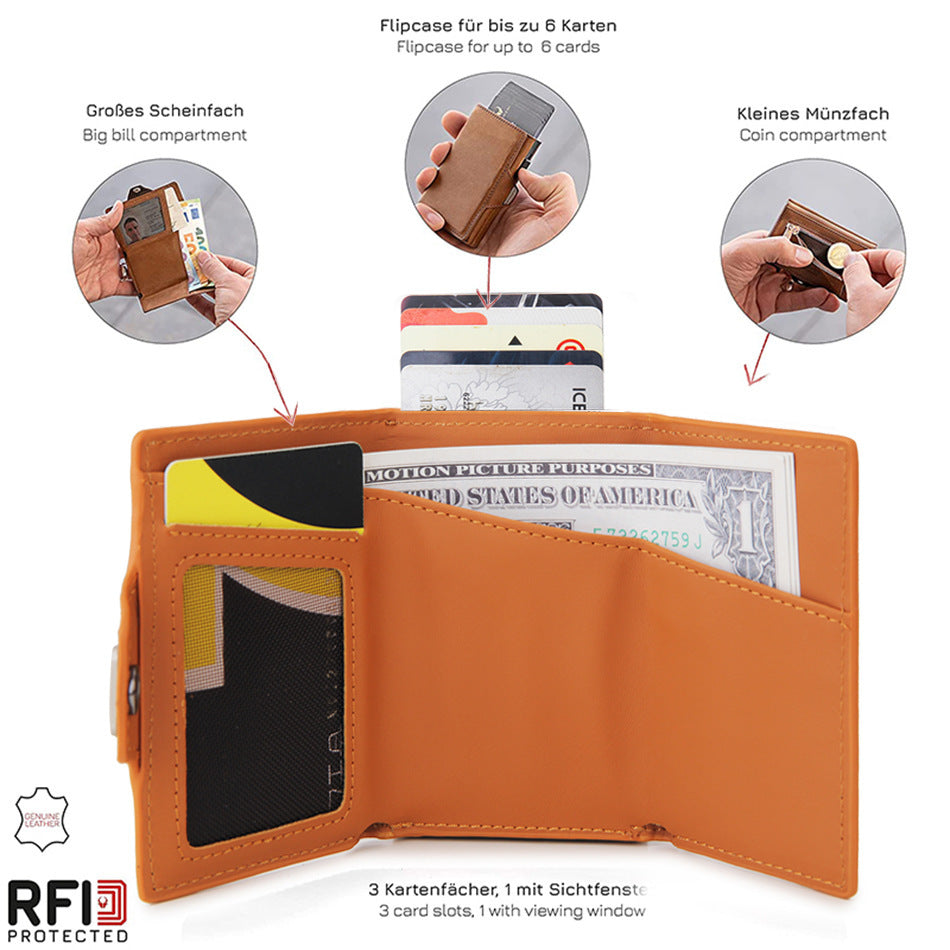 SIDE PUSH CARD HOLDER MEN'S WALLET
