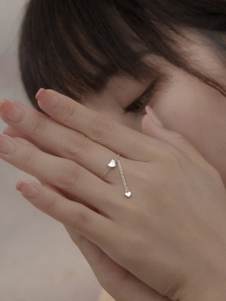 HEART TASSEL ADJUSTABLE RING