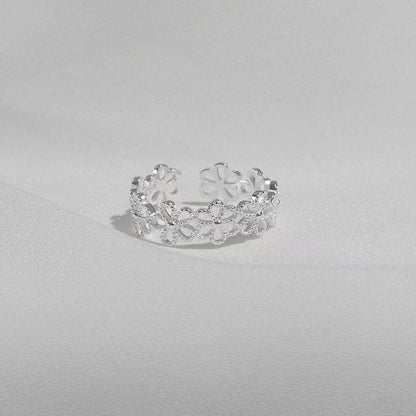 HOLLOW SIX-PETAL FLOWER RING