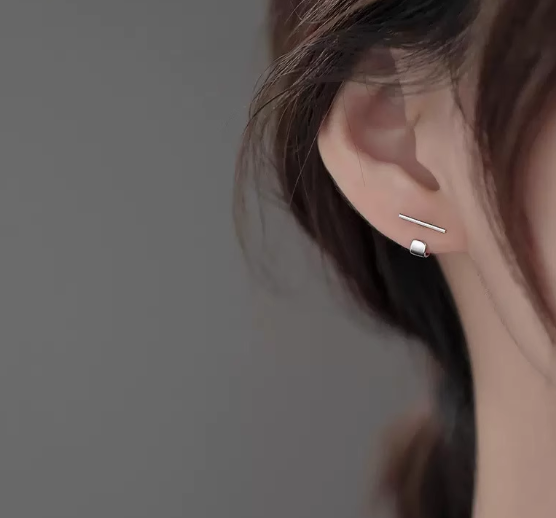 SLEEK BAR AND CUBE EARRINGS
