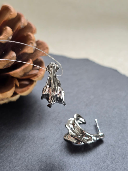 IRREGULAR TIN FOIL TEXTURE EARRINGS