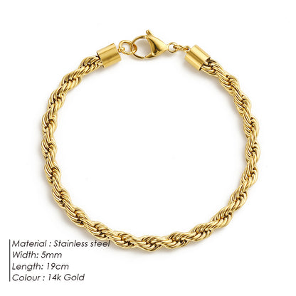 UNISEX|COUPLE TWISTED ROPE CHAIN BRAIDED BRACELET