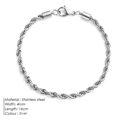 UNISEX|COUPLE TWISTED ROPE CHAIN BRAIDED BRACELET