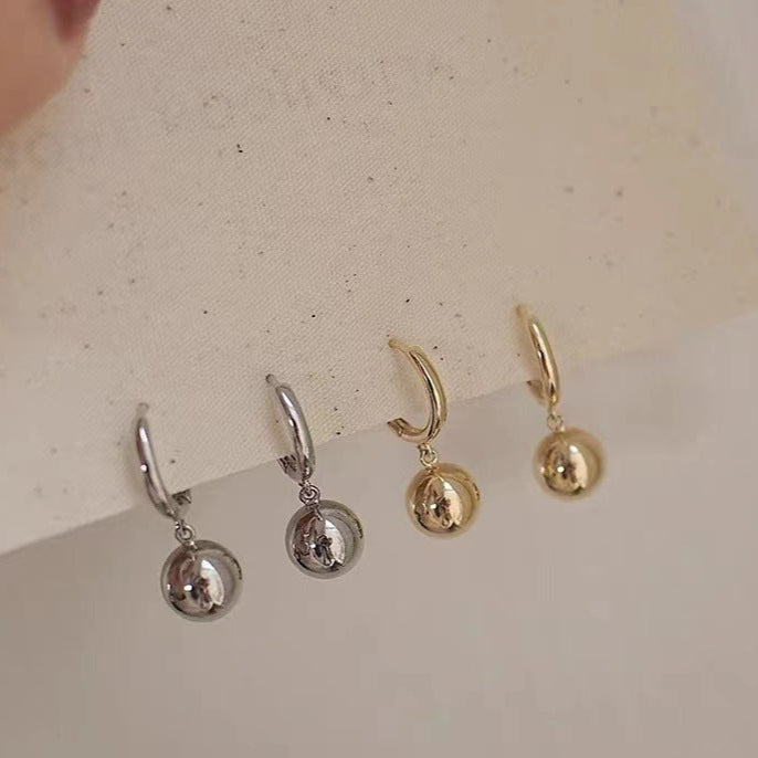 SILVER BALL EARRINGS