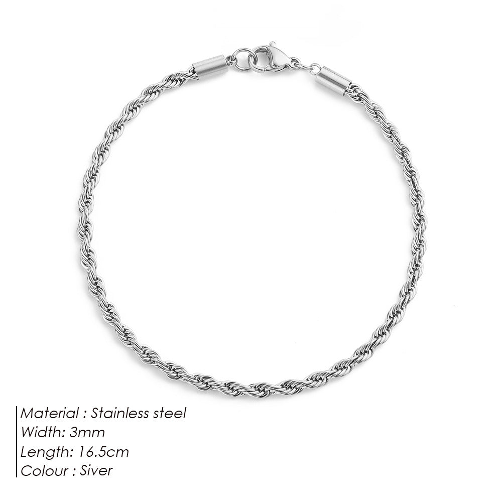 UNISEX|COUPLE TWISTED ROPE CHAIN BRAIDED BRACELET