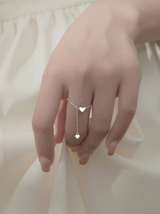 HEART TASSEL ADJUSTABLE RING