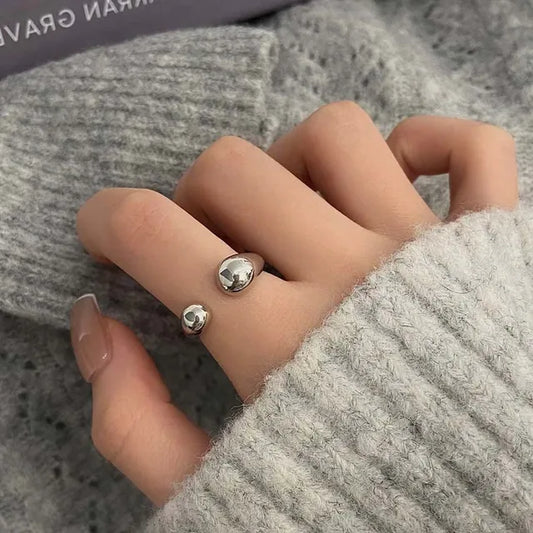 DOUBLE BALL BEADS OPENING RING