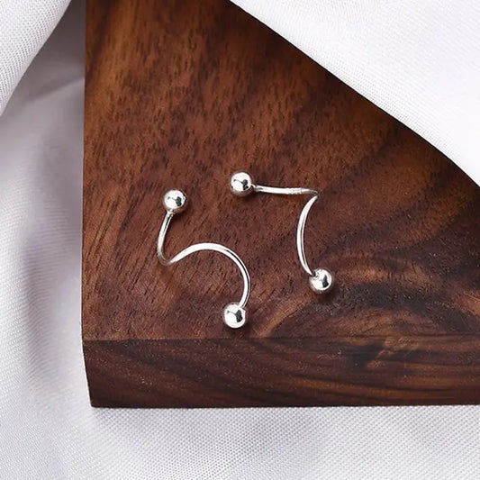ROTATING LINE WAVE  BALL EARRINGS