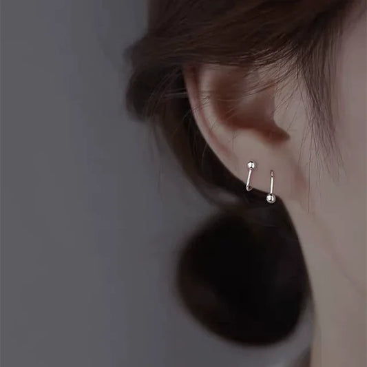ROTATING LINE WAVE  BALL EARRINGS
